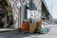 Recycling on pavement.